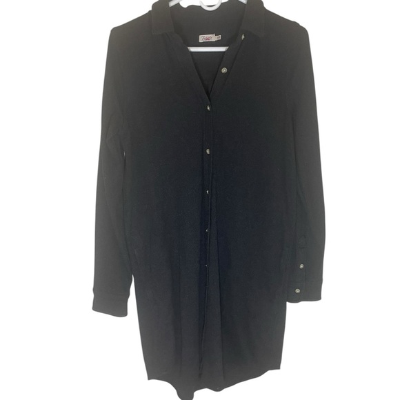 Faherty Legend Button Down Twill Sweater Dress Black Size Small Lagenlook - Picture 4 of 10